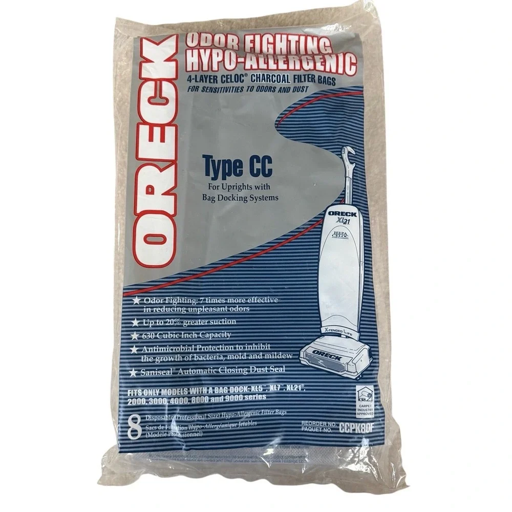 Oreck Odor Fighting Hypo-Allergenic Vacuum Charcoal Filter Bags Type CC - 3 Bags